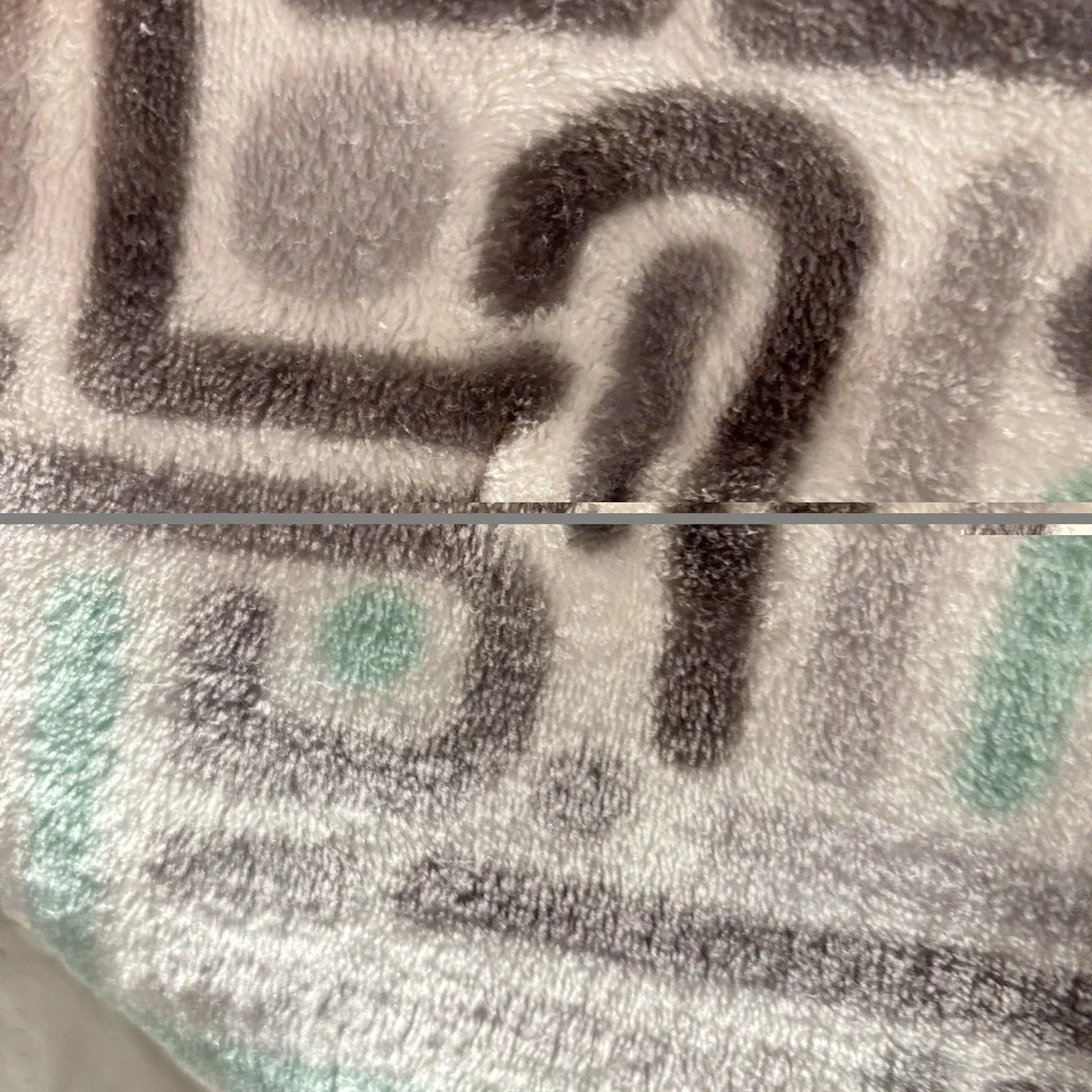 Luvable Friends Gray White Green Baby Blanket 30